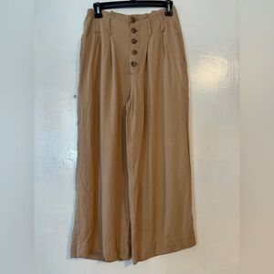 Abercrombie and fitch button fly wide leg tan flowy pants size S collegiate